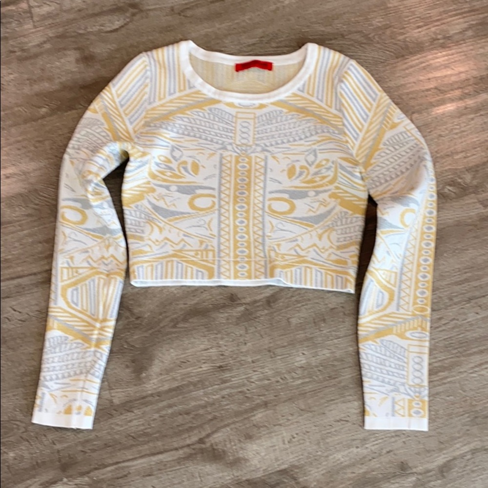 Gold silver long sleeve crop top
